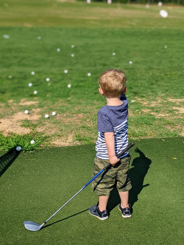 THE DRIVING RANGE IS A HIT WITH THE KIDS.