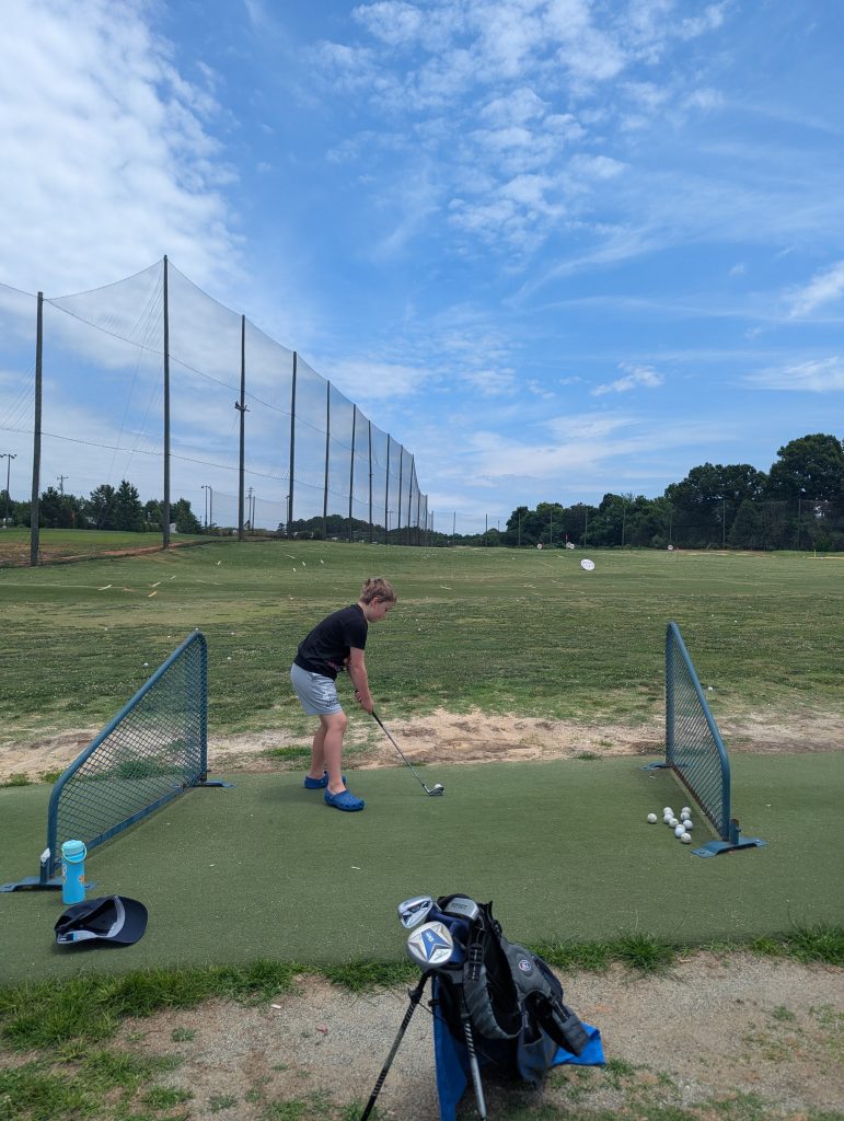 THE DRIVING RANGE IS A HIT WITH THE KIDS.